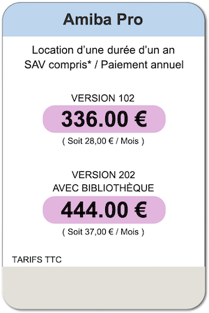 Amiba Pro / Tarif location Pro