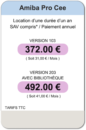 Amiba Cee / Tarif location Pro Cee